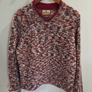 Woolrich V-Neck Sweater in Red and Brown Mix